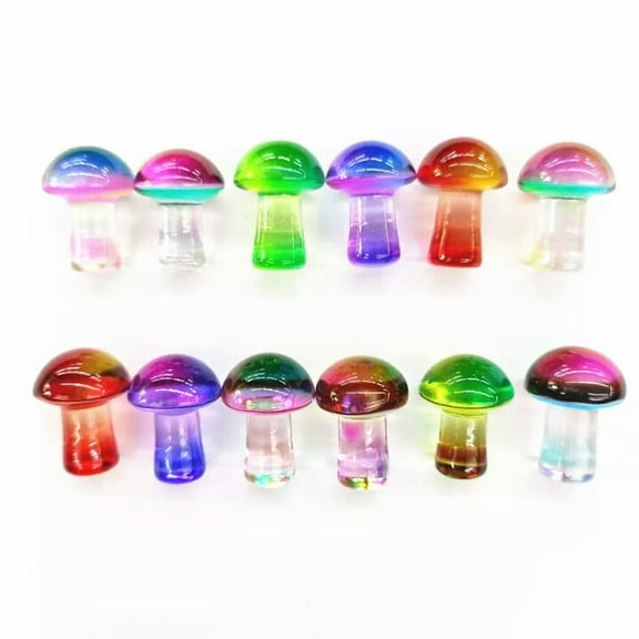 GKNET 20pcs Mini Glass Crystal Polished Mushroom Statue Healing Decoration Amulet