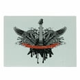 thumbnail image 1 of Rock Music Cutting Board, Guitar Wings Leaf Pattern Ribbon Color Dripping Electronic Instrument Design, Decorative Tempered Glass Cutting and Serving Board, Small Size, Scarlet Black, by Ambesonne, 1 of 1