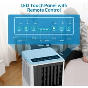 Garvee 8000 BTU Portable Air Conditioner Cools Up to 350 sq. ft. with Remote Control, LED Touch Panel, Built-in Dehumidifier, Fan, 3 in 1 Compact Indoor AC Unit for Home Office Dorm, Black+White