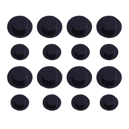 

NUOLUX 60 Pcs Christmas Colored Gentlement Hat Plastic Mini Doll Hat Accessories Headdress Adornment for Home Kids DIY Party Favor (Black 16MM 10MM Style 30 for Each)