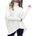 thumbnail image 1 of Suéter de punto de manga larga con cuello alto y dobladillo irregular para mujer de Europa y Estados Unidos para otoño e invierno, 1 of 6