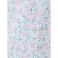 thumbnail image 5 of DARING DIVA Women's Floral Puff Short Sleeves Midi Dresses M Light Blue, 5 of 6