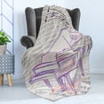 thumbnail image 4 of Piano Soft Flannel Fleece Throw Blanket, Music Notes Design Abstract Art Hand Drawn Doodle Arrangement Print Bicolor, Cozy Plush for Indoor and Outdoor Use, 60" x 80", Beige and Purple, by Ambesonne, 4 of 5