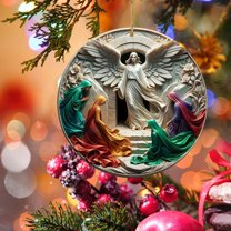 Christmas Birth Sublimation Christmas Decorations Religious Christmas Ornaments Set Decoration Wreath Hanging Christmas Tree Hanging