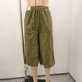 thumbnail image 4 of Women's Linen Culottes Wide Leg Flowy Pants Palazzo Casual Drawstring Loose Lace Capris with Pockets, 4 of 10