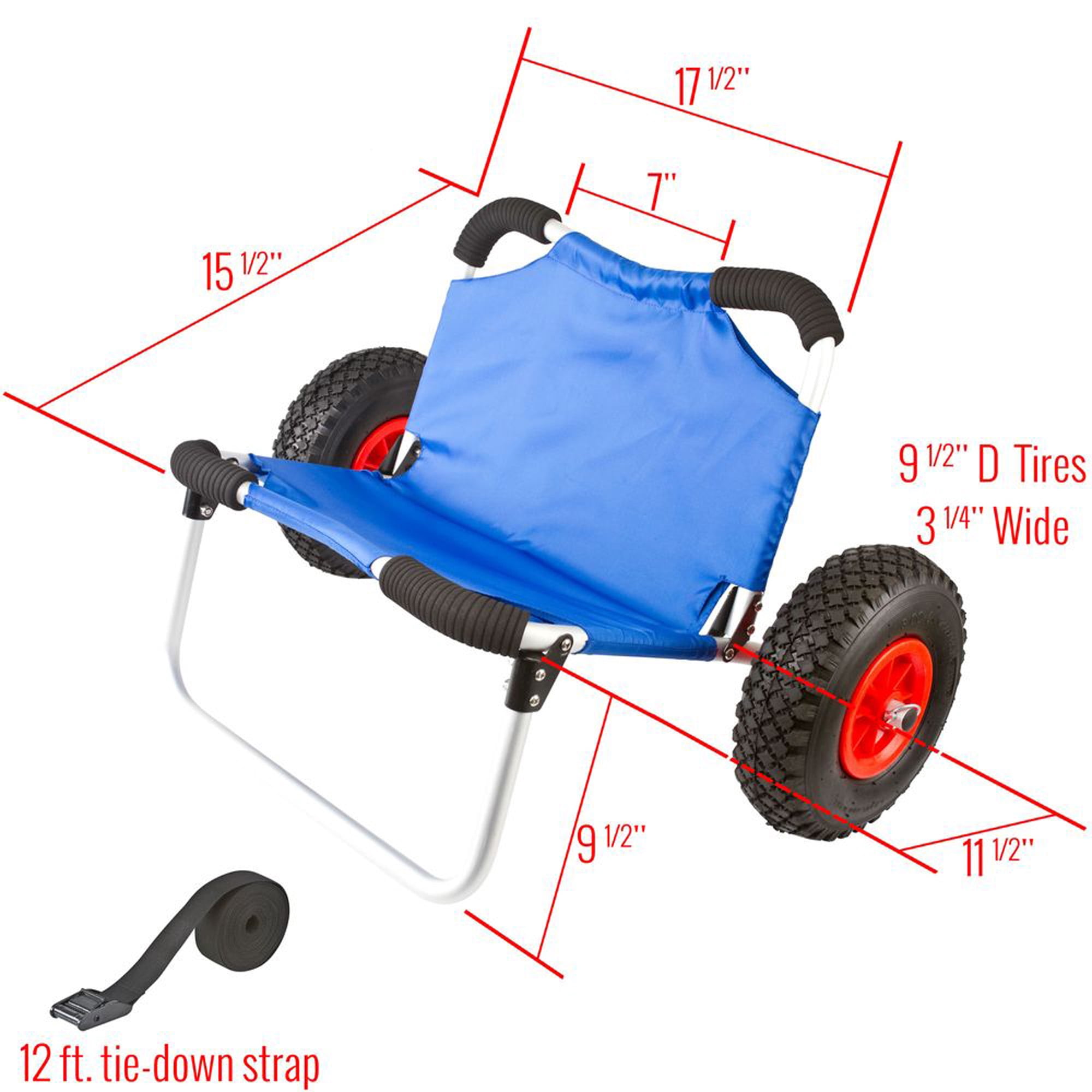 Elevate Outdoors Kayak & Canoe Dolly Cart with Seat, Portable Chair, 220 lb Capacity, Blue