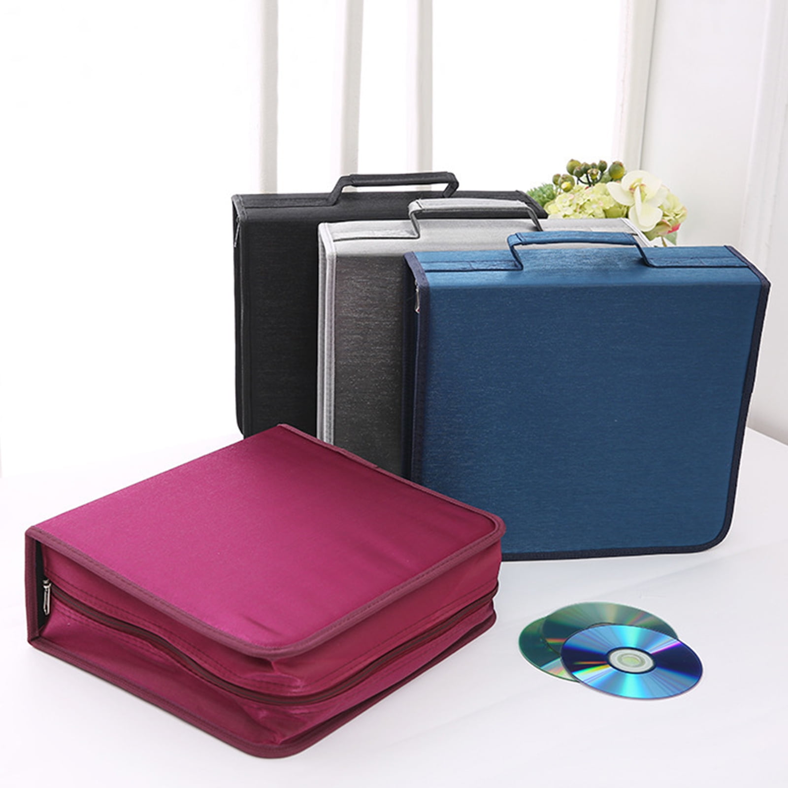 Disc Storage Box Carrying Case with Handle Stackable VCD Holder Organization for Disc Albums Books Holds 256/384 Discs