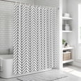 thumbnail image 5 of White Geometric Shower Curtain Set - Extra Long 72" x 96" Washable Bathtub Curtain with 12 Hooks, Modern Minimalism Black Striped Lines Waterproof Fabric Stall Shower Curtains for Bathroom Décor, 5 of 6
