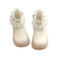 thumbnail image 6 of Girls Sweet Princess Pearl Bow Tulle Ruffle Ankle Boots Cozy Inner Side Zipper Chunky Lug Sole Slip Resistant Non Slip Children Spring Walking Footwear, 6 of 8