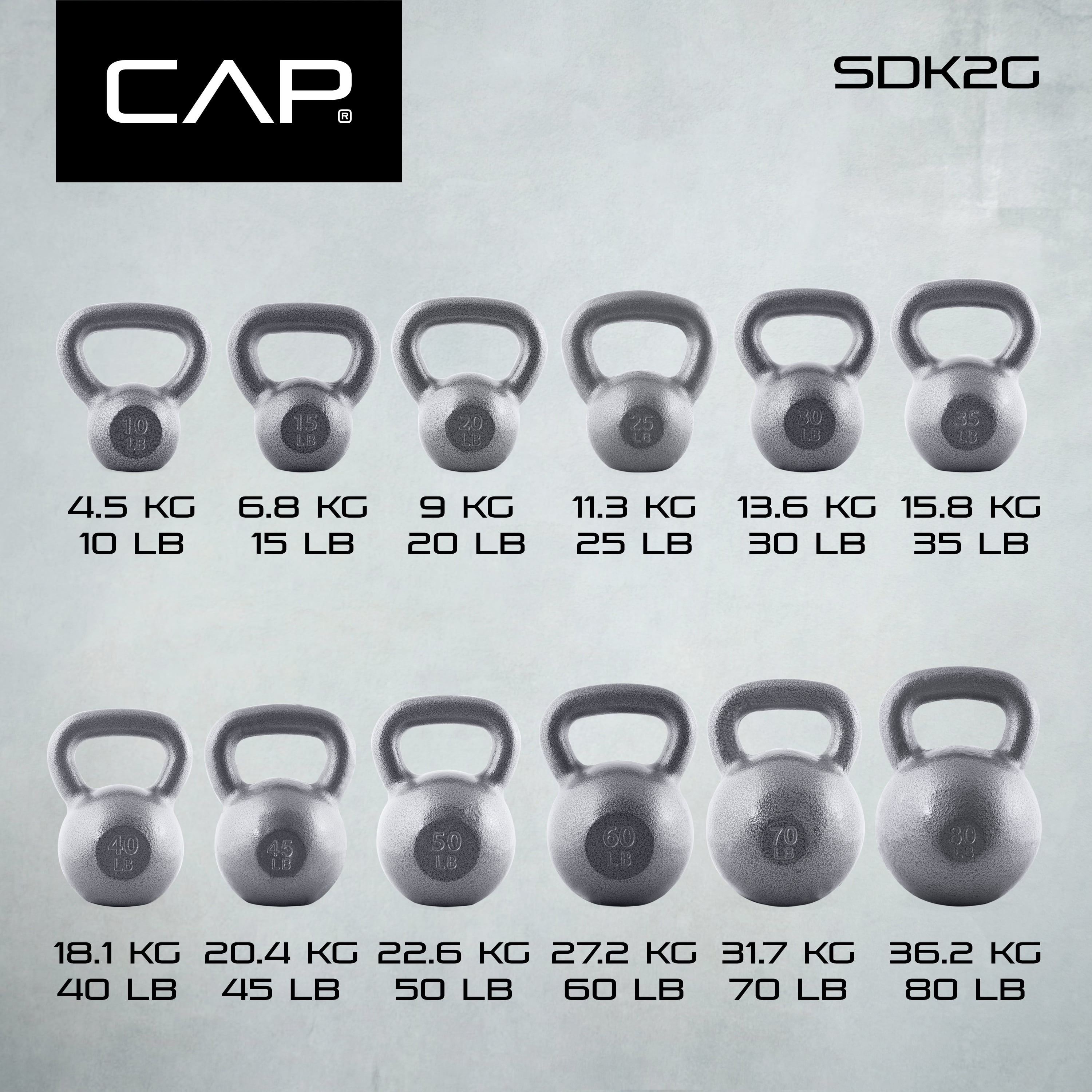CAP Barbell Cast Iron Kettlebell, Single, 70-Pounds