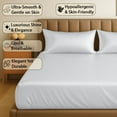 thumbnail image 4 of Amay Satin Silk Fitted Sheet – Queen Size, White – Deep Pocket 16 Inch, Lightweight Summer Bedding with Sleek Finish for Modern Bedroom, Guest Room, or Dorm, 4 of 6