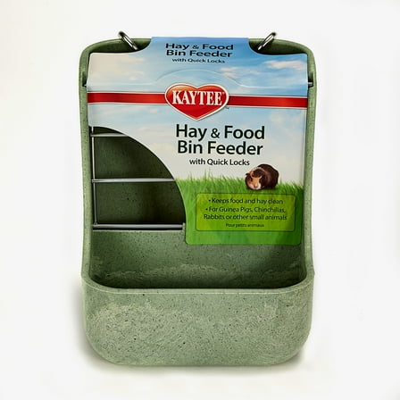 Kaytee Hay & Food Bin Feeder With Quick Locks For Pet Rabbits, Guinea Pigs & Small Animals