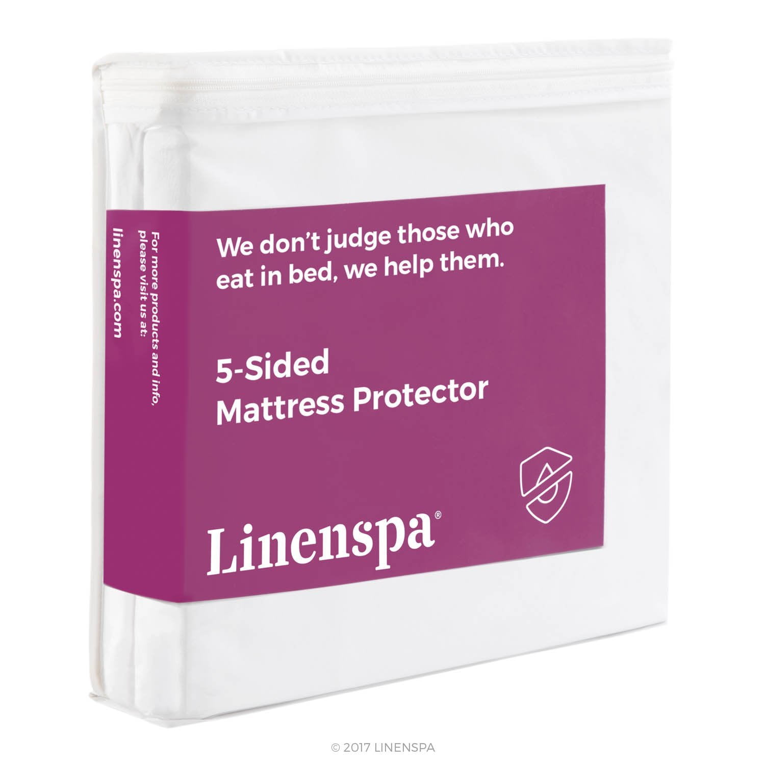 LINENSPA Five Guards Top and Sides of Mattress from Liquids, Dust Mites, and Allergens-Fitted Style-Waterproof Cover Protector, Full, White Smooth 5-sided
