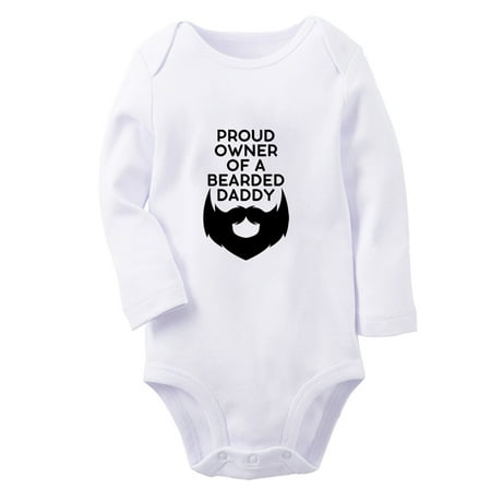 

iDzn® Proud Owner of a Bearded Dad Funny Rompers Newborn Baby Unisex Bodysuits Infant Jumpsuits Toddler Kids Long Sleeve Oufits (White 6-12 Months)