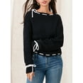 thumbnail image 4 of Lnzyyephy Women's Spring Autumn Knit Sweater Long Sleeve Drawstring Loose Pullover Knitwear, 4 of 9