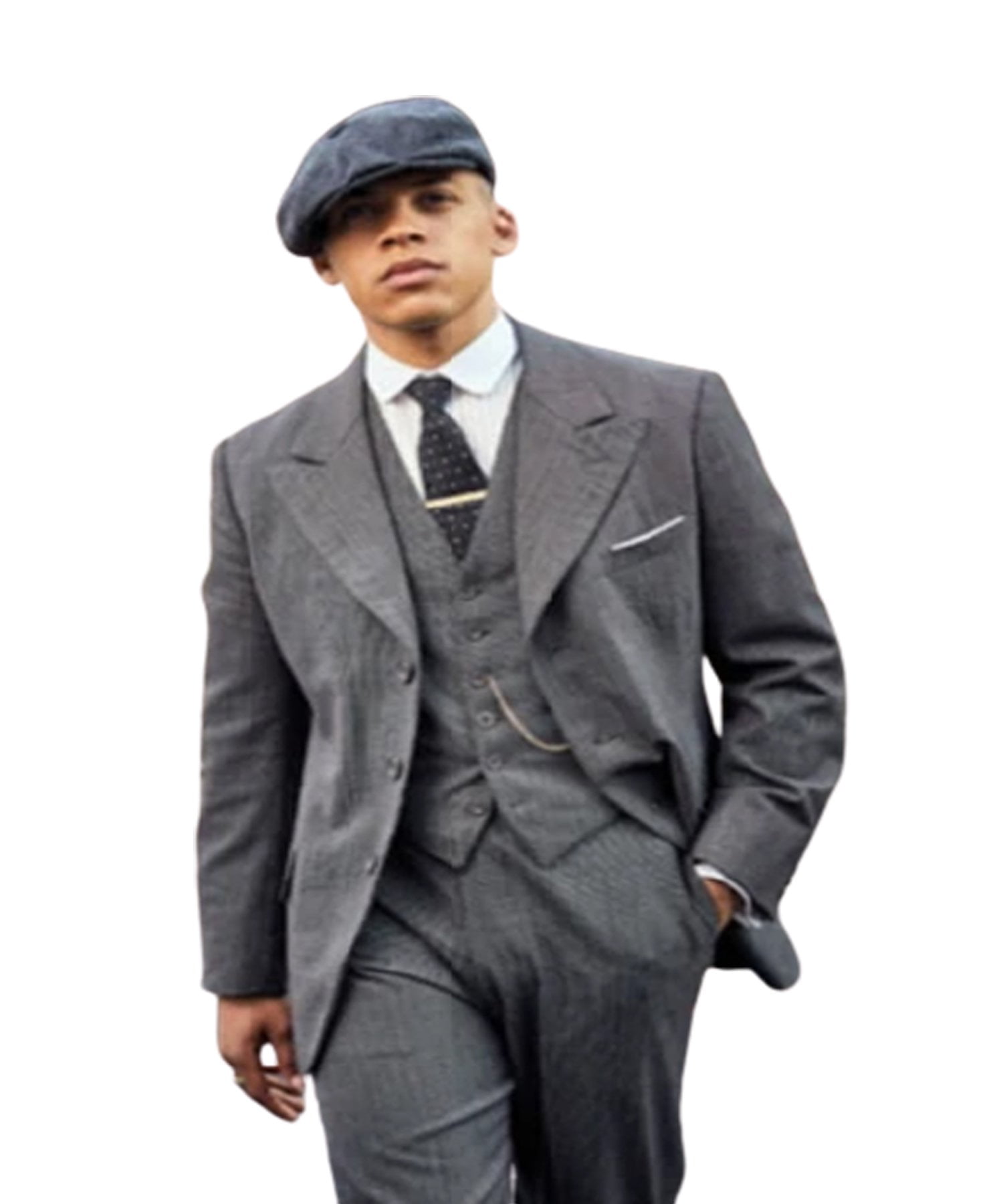 Mens Peaky Blinders Costume Thomas Shelby 3PC Suit & Black Overcoat –  alligatorwarehouse