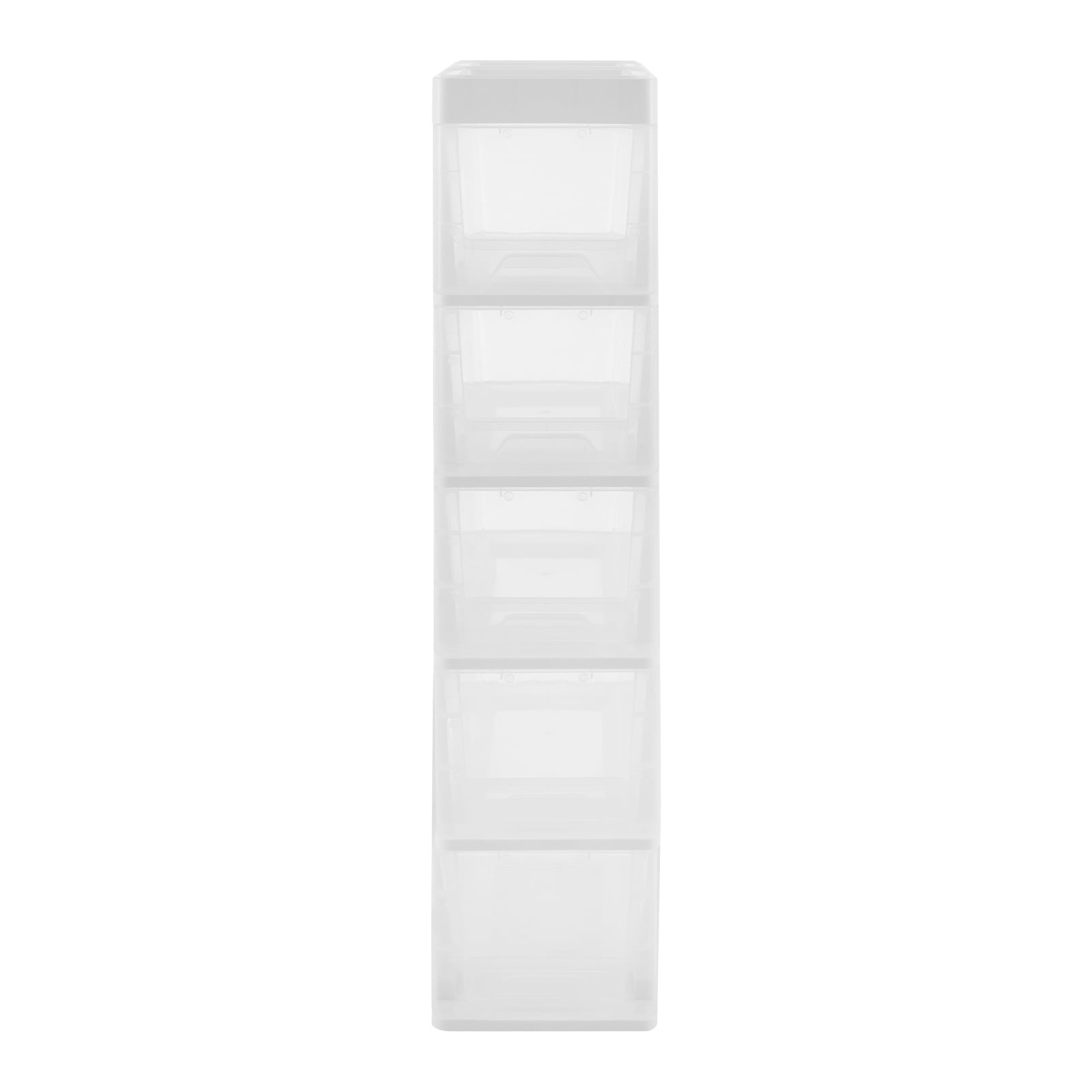 ToppiJoy 5 Drawers Narrow Bathroom Storage Cabinet, Storage Cabinet with Movable Wheels for Bathroom, Bedroom (White, Clear)