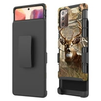 for Samsung Galaxy Note 20 Case Heavy Duty Shock Absorption Kickstand Armor Case with Belt Swivel Clip Holster Cover (Deer)