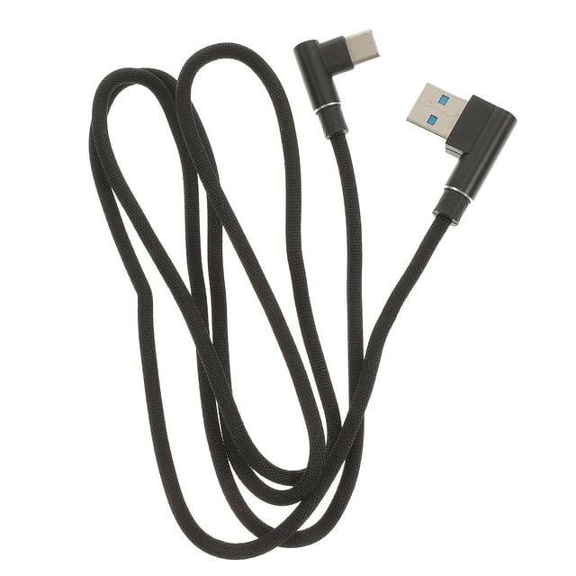 Cable USB tipo C trenzado en ángulo recto, USB 2.0 a USB-C de 90 grados, cable de datos, cargador para carga y transmisión de datos (negro)