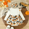 thumbnail image 4 of Aihuaihua Halloween Girls Bodysuits Baby Romper with Layer Skirt Pumpkin Bat Print Stretchable Comfortable Clothes for Toddler, 4 of 8