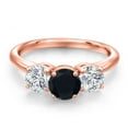 thumbnail image 3 of Gem Stone King 18K Rose Gold Plated Silver Black Onyx and Lab Grown Diamond Engagement Ring for Women | 1.80 Cttw | Round 6MM | Gemstone December Birthstone | Size 7, 3 of 6