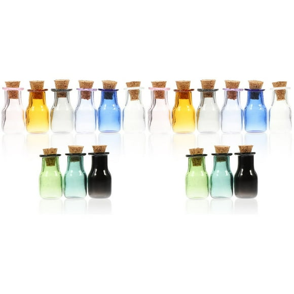 AMERTEER 18 pcs Petites Bouteilles en Verre Mini Bocaux en Verre avec Bouchons en Liège pour Bricolage Artisanat d'Art