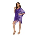 thumbnail image 4 of Beautybatik Purple Women Plus Size Tunic Tops Boho Flora Printed Short Sleeve V Neck Shirt 4x, 4 of 7