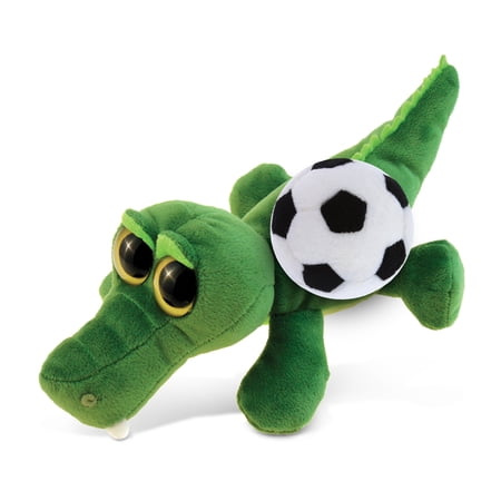 DolliBu Big-Eye Alligator Stuffed Animal with Soccer Ball Plush - Soft Huggable Alligator Adorable Playtime Plush Toy Wildlife Gift Super Soft Plush Doll Animal Toy for Kids and Adults - 6 Inch