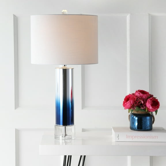 JONATHAN Y Edward 27" Glass/Crystal LED Table Lamp, Blue, JYL1069A