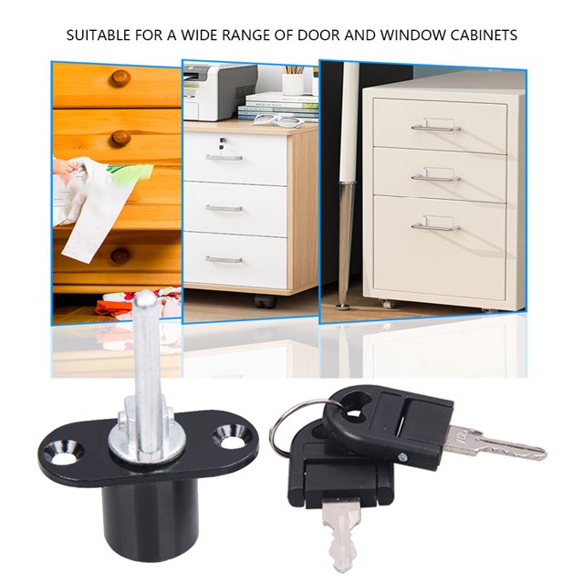 Cerradura para gabinete de 16/19 mm Cerraduras para archivadores estables Herrajes para muebles (negro 16 mm)