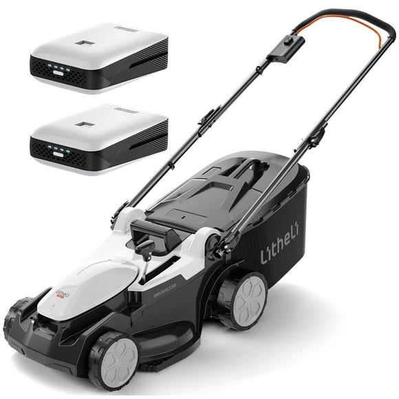 Litheli Lawn Mower, 16'' Electric Lawn Mower for Garden Yards, Lightweight Cordless Lawn Mower Brushless with 6-Position Height Adjustment, 2 * 20V 4.0Ah Battery