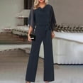 thumbnail image 3 of lulshou Jumpsuits for Women, Women V-neck Fashion Color High Waist Lace Up Jumpsuit Straight Tube Pants Women's Jumpsuits, Rompers & Overalls, Navy S, 3 of 6