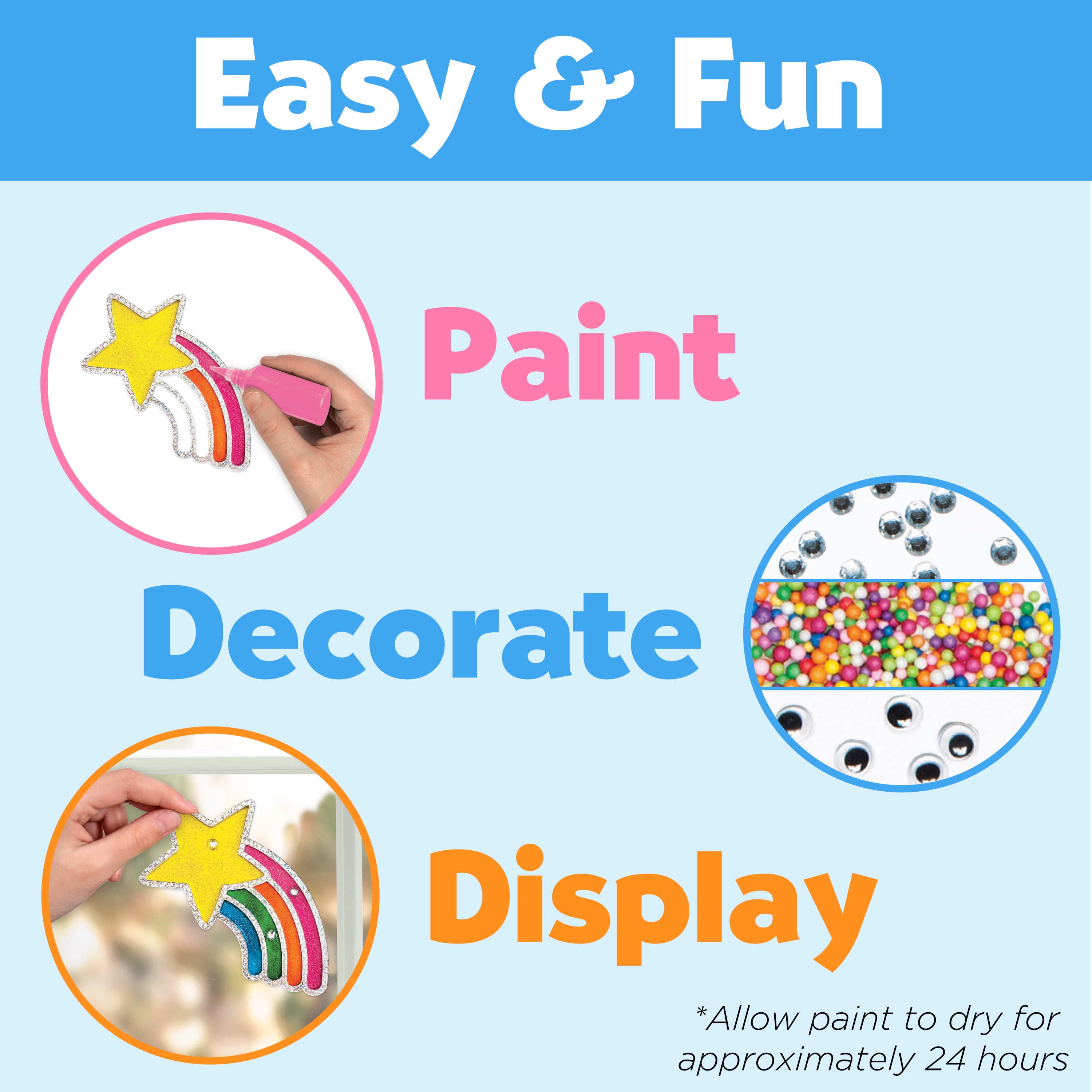 Creativity for Kids Easy Sparkle Window Art- Child, Beginner Craft Kit for Boys and Girls