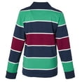 thumbnail image 2 of Boys Cotton Striped Long Sleeve Polo Rugby Shirt - Burgundy/Green/Navy - Size 10, 2 of 3