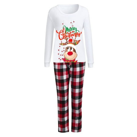 

LEEy-world Matching Christmas Pajamas For The Whole Family Christmas Pajamas Sets Holidays Family Matching Sleepwear Long Sleeve Adult White M