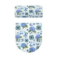 thumbnail image 5 of COEQINE Universal Toilet Lid Cover and Toilet Tank Cover, Elastic Bottom Stretchable Breathable Toilet Lid Dust Cover 2 Pcs Set, Blue Butterfly Hydrangea Flower, 5 of 7