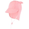 thumbnail image 2 of Jinhomg Toddler Flap Hat Kids Gingham Print Sun Hats with Neck Flap Bear Ears Cotton UPF Sun Protection Sunscreen Caps with Adjustable Chin Strap,Pink, 2 of 6