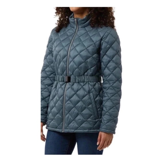 32 Degrees Ladies' Belted Diamond Quilt Jacket, Teal, M