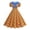 Yellow, variant on Summer Dress Dressy Polka Dot Midi Peter Pan Collar Ball Gown Short Sleeve Evening Size S