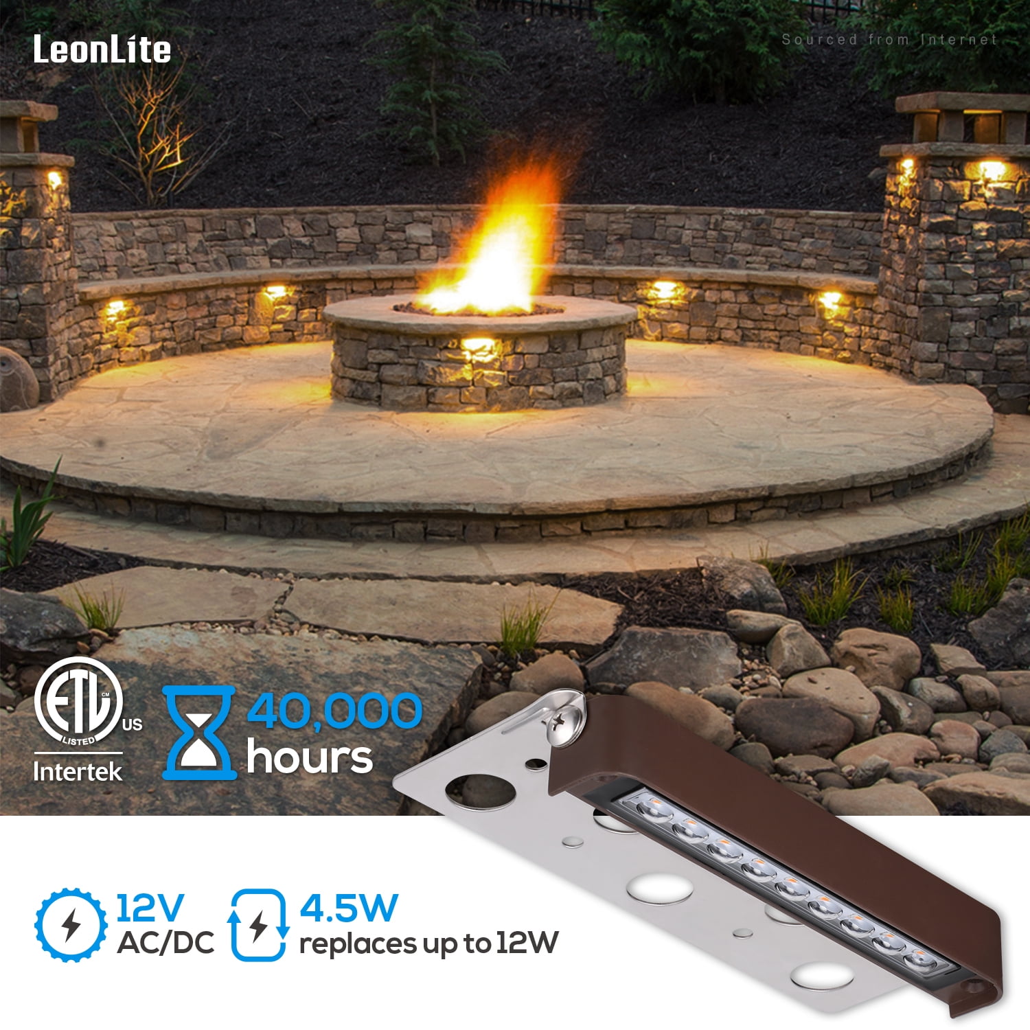 8 Pack 7 Inch LED Rotatable Hardscape Paver Light, Low Voltage Retaining Wall Lights, 2700K Soft White