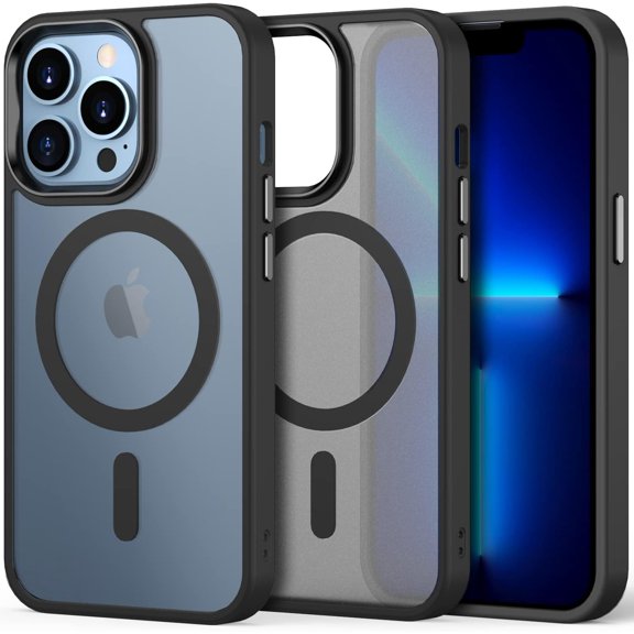 Magnetic Case for iPhone 13 Pro Max, Compatible with MagSafe, Military-Grade Drop Protection Slim Thin Scratch Resistant Protective Translucent Matte Phone Cover for iPhone 13 Pro Max (Black)