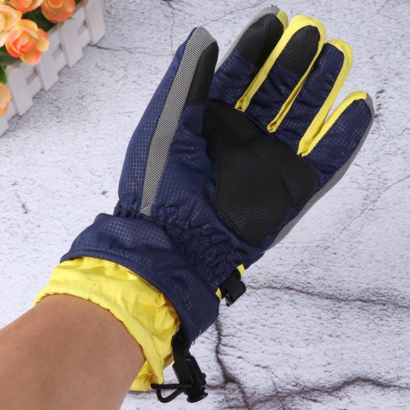 Raindrops Super Warm Winter Gloves Dark Blue Windproof Waterproof Gloves for Snow Skiing and Outdoor Use