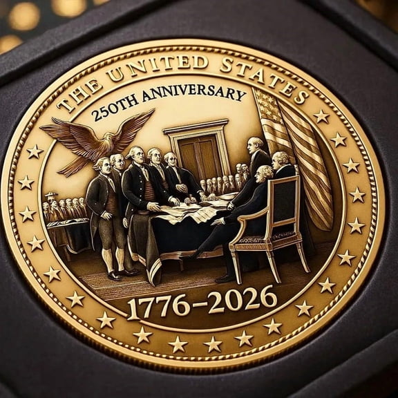 2D Flat Acrylic Medal Ornament - Celebrating USA 250th Anniversary, Patriotic Wall Decor & Keepsake for Office or Home, Commemorative Founding Fathers Gift