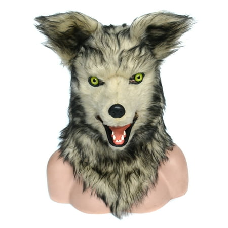 HOMCOM Grey Wolf Costume Mouth Mover Mask