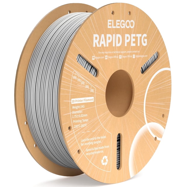 Filamento para impresora 3D ELEGOO Rapid PETG de 1,75 mm gris, 1 kg