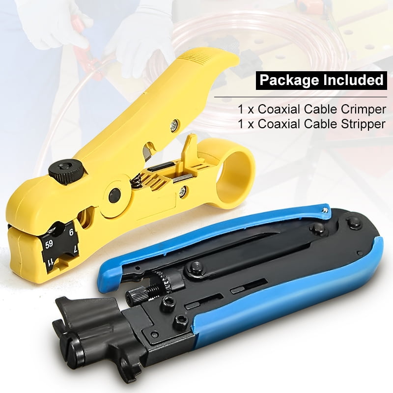 Cable Coax Coaxial Crimper Stripper Compression Tool F RG59 RG6 RG11 Connector
