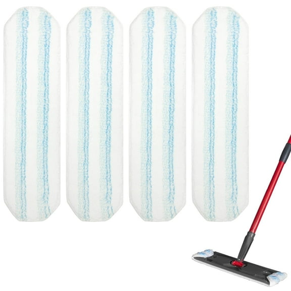 Mophead Refills Compatible with O-Cedar H2prO Flat Mop System-Machine Washable,Streak-Free Cleaning for Kitchen, Bathroom & Living Room-4 Pack
