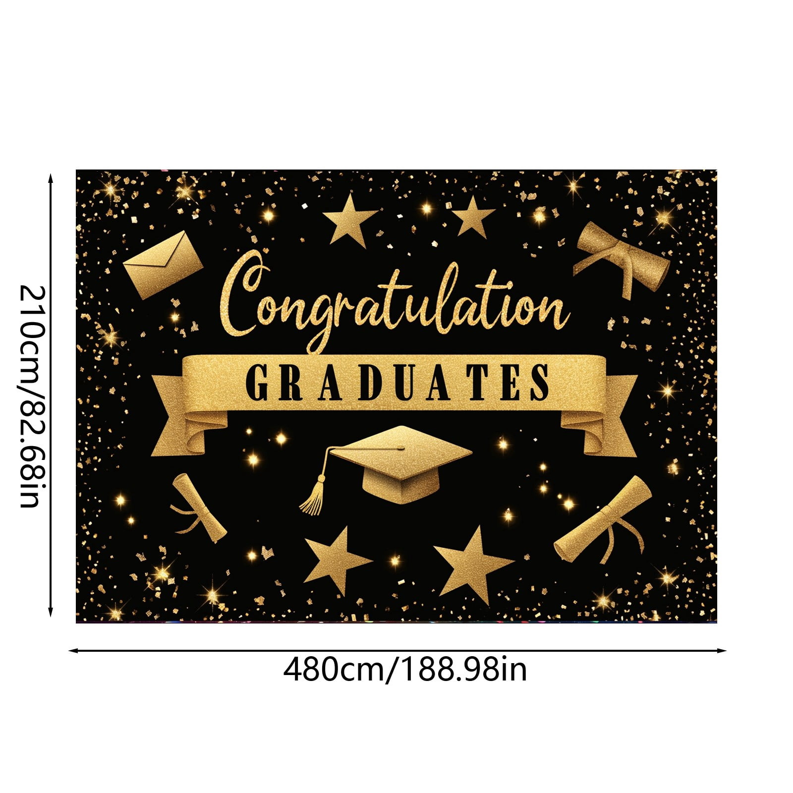 Class of 2026 Congrats Grad Black Golden Glitter Photography Backdrop Congratulate Gold Graduation Cap Celebration Prom Party Background Cake Table Banner Photo Booth Props