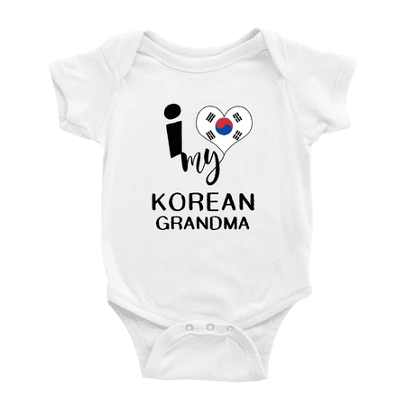 

I Heart My Korean Grandma Korea Love Flag Baby One-Pieces (White 18-24 Months)