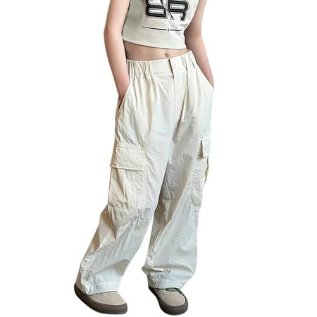 

Pants for Toddler Girls 3T-4T Teen Children Pants for Girls Casual High Elastic Waisted Loose Fit Pockets Kid Tall Cargo Sweatpants Streetwear